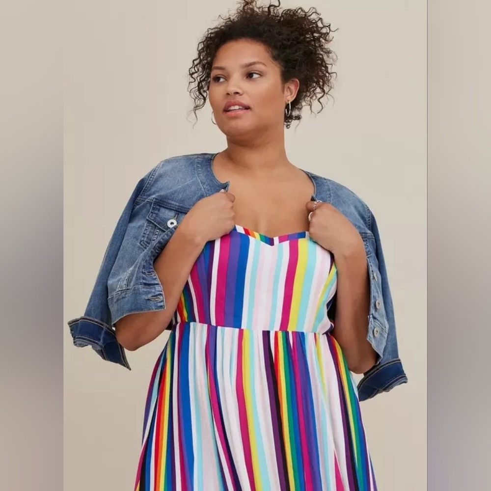 🌈Torrid🌈 Multicolor Striped Pride Dress Size 1 - Picture 9 of 10